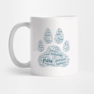 Paw Animal Silhouette Shape Text Word Cloud Mug